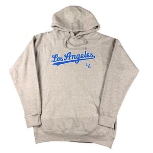 Los Angeles LA Hoodie Sweatshirt Mens Medium Gray Pullover AMS Graphic